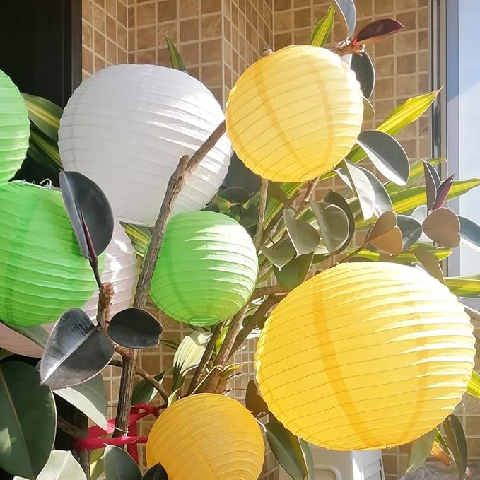 Chinese Style Paper Lanterns, Set of 12, Suitable for Party Decoration (Gold, 12in)