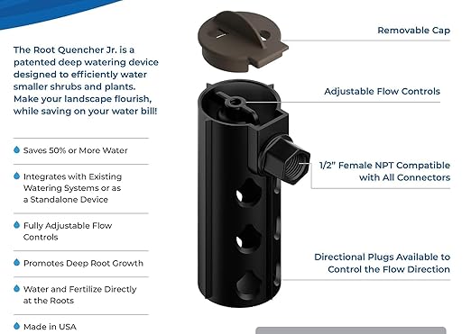 Jr (2 Pk) - Deep Underground Dripper, Tree & Plant Root Watering Drip Irrigation & Fertilizer Stake (1/2" Female NPT Compatible with All Connectors, Water Hose, Drip & PVC)