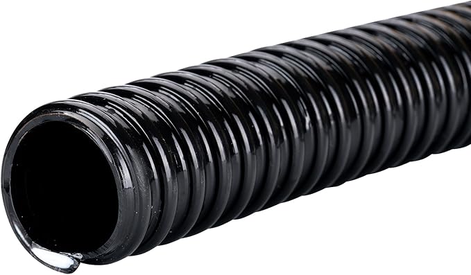 Pond Hose ID 2” × 25ft Black Corrugated Flexible Reinforced PVC Hose Vinyl Tubing for Pond Pump Fountain Garden Waterfall, Non-toxic & Kinkproof, with 2 clamps