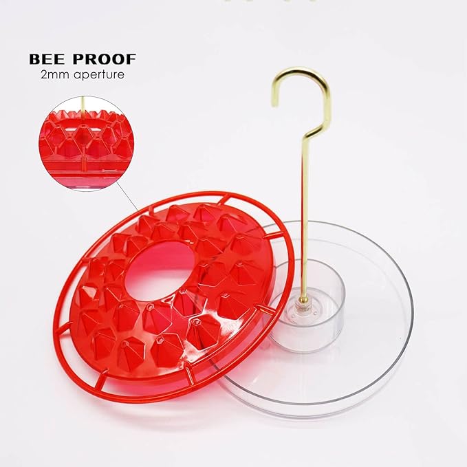 Hummingbird Feeders for Outdoors Hanging (2 Pack), 25 Feeding Ports 10 oz Plastic Hummingbird Feeder, Bee-Proof Leak-Proof No Drip, Easy to Clean with Cleaning Brushes