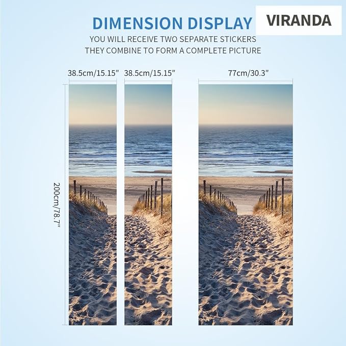 3D Door Stickers Peel and Stick DIY Wallpaper Removable PVC Waterproof Decals Self-Adhesive - Seascape - Murals Poster for Bedroom Living Room Decor 34.6 x 78.7 inch