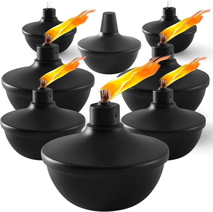 8 Pack Metal Table Top Torches,23.5 oz Citronella Torches for Outside,Refillable Flame Light Torch with Wicks and Covers for Party, Garden Decor,DIY