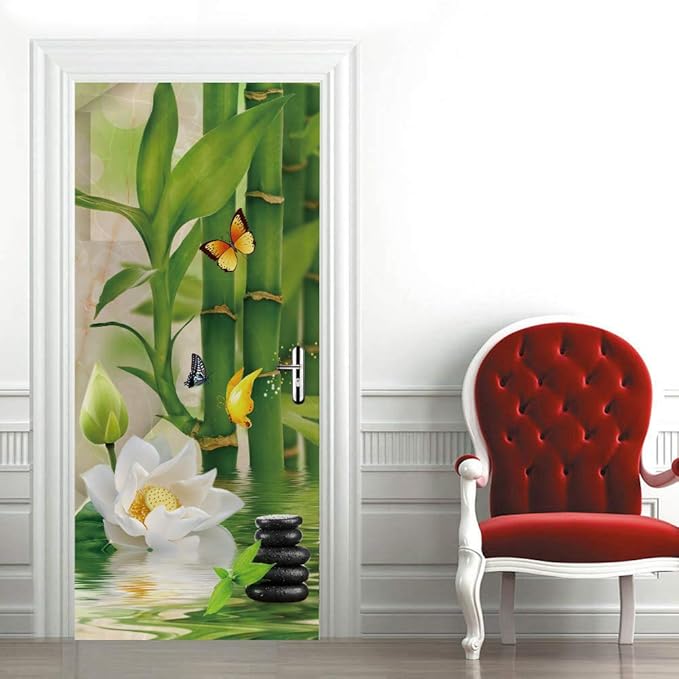 3D Peel and Stick Wall Murals - Bamboo - Self-Adhesive Removable PVC Waterproof Door Poster for Bedroom Living Room 37.4" x 84.6"