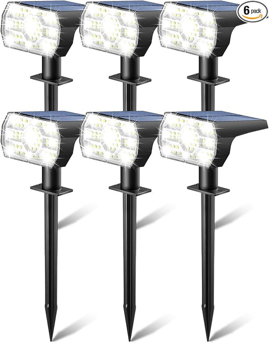 Kaxiida Solar Lights Outdoor Waterproof IP68, 3 Lighting Models Solar Powered Spot Lights Outdoor, 56LED Dusk to Dawn for Yard Patio Garden Pathway Landscape Lighting