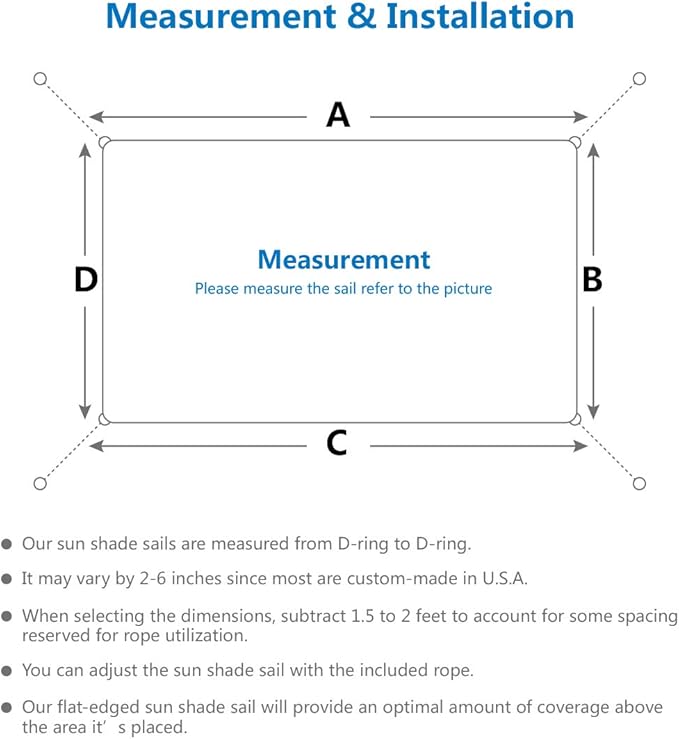 Eden's Decor Straight Flat-Edged Sun Shade Sail Rectangular 13' x 15' Grey UV-Blocking Outdoor Canopy Fabric Cloth Awning for Pergola Patio Garden Backyard Custom Size
