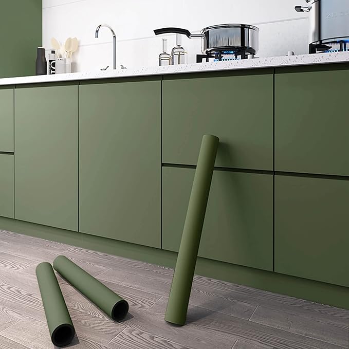 Dimoon 118''x15.7'' Green Skin Peel and Stick Wallpaper Contact Paper Modern Self Adhesive Wall Paper Removable Renter Friendly Textured Solid Color Vinyl Roll (118''x15.7'',Dark Green Skin)