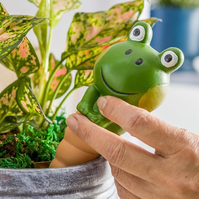 Kaxich Terracotta Plant Self Watering Spikes, 4 Pack Plant Watering Globes Frogs Styles Decorative Self Plant Watering Stakes Vacation Plant Watering Bulbs for Indoor Outdoor Plants