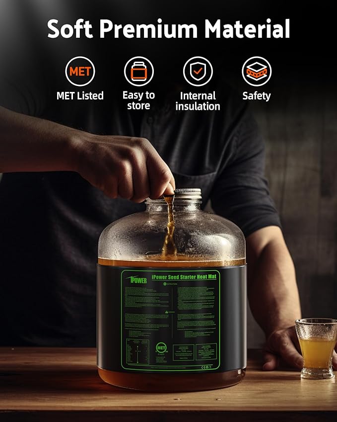 iPower 2-Pack Durable Waterproof Seedling Heat Mat 10" x 20" Warm Hydroponic Plant Germination Starting Pad, 2 Pack, Black