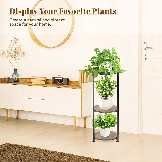 KMOTASUO 3 Tier Tall Metal Plant Stand, 35 Inch Plant Stands Indoor Outdoor, Rustproof Flower Pot Holder Display Rack for Corner Patio Garden Balcony Living Room