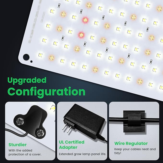 Garpsen Grow Lights for Indoor Plants, 276 LEDs Full Spectrum Plant Light with Auto Timer 6/12/16H, 3 Color Modes & 5 Dimmable Levels, 24W UL Adapter Growing Lamp Panel for Plant Stand Indoor(2Panels)
