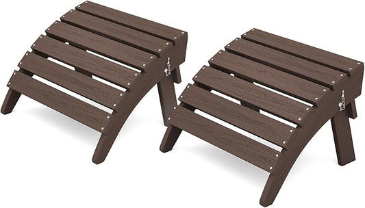 KINGYES Folding Adirondack Ottomans Set of 2 for Adirondack Chair, Coffee
