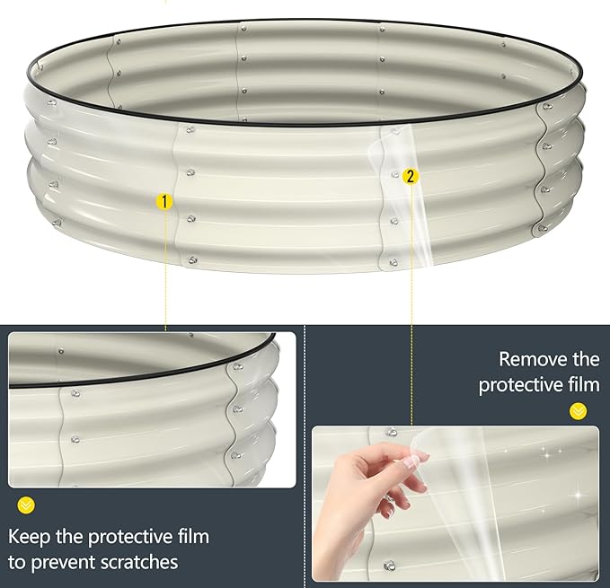 Kesfitt Raised Garden Bed Kit,Outdoor Galvanized Planter Raised Boxes with Safety Edging and Gloves,Large Metal Raised Garden Beds for Gardening Vegetables,Fruits,Flower(4x4x1FT)