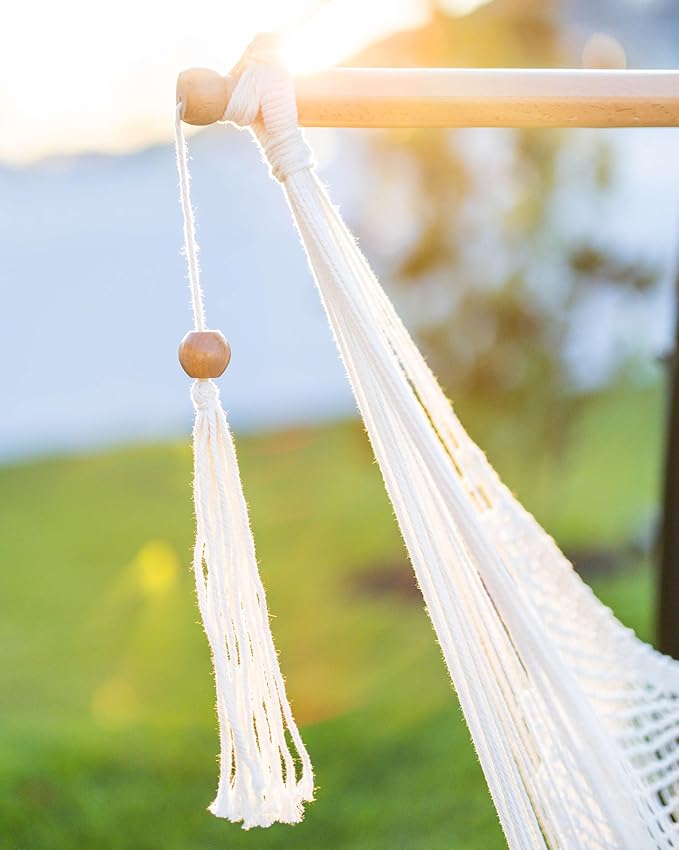 JoyView Hammock Chair with Spreader Bar Caribbean Hammock Swing Chair 300 LBS Weight Capacity XL Rope Hanging Chair for Outdoor Indoor Garden Yard - Yellow