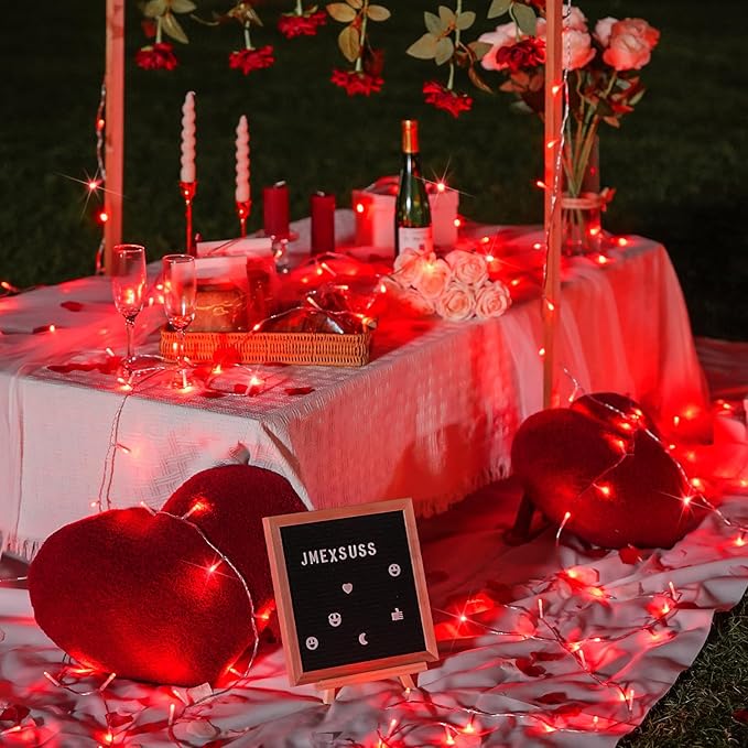 JMEXSUSS Red Christmas Lights Clear Wire, 66ft 200 LED Red Christmas String Lights Outdoor Indoor Plug in, 8 Modes Red String Twinkle Fairy Lights for Room Party Tree Decorations