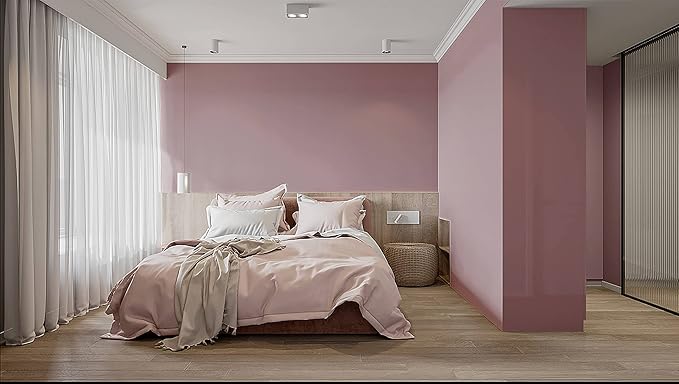 Dimoon 78.7''x17.7'' Pink Peel and Stick Wallpaper Contact Paper Modern Self Adhesive Wall Paper Removable Renter Friendly Textured Solid Color Shelf Cabinet Vinyl Roll (78.7''x17.7'',Grey Pink)