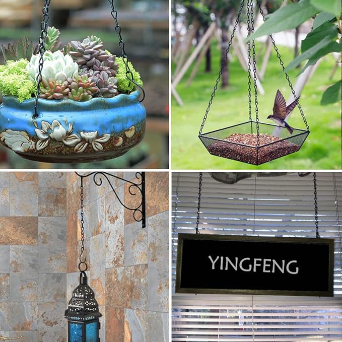 6 Pack 19.7Inches Black Hanging Chains, Garden Plant Hangers, for Bird Feeders, Billboards, Chalkboards, Planters, Lanterns, Wind Chimes and Decorative Ornaments