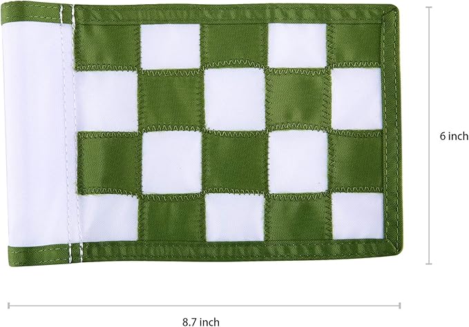Golf Flag,Green Golf Flags,Solid Nylon and Checkered Training Golf Putting Green Flags, Indoor Outdoor Backyard Garden Portable Golf Target Flags,8.7inch*6inch (White-Green)