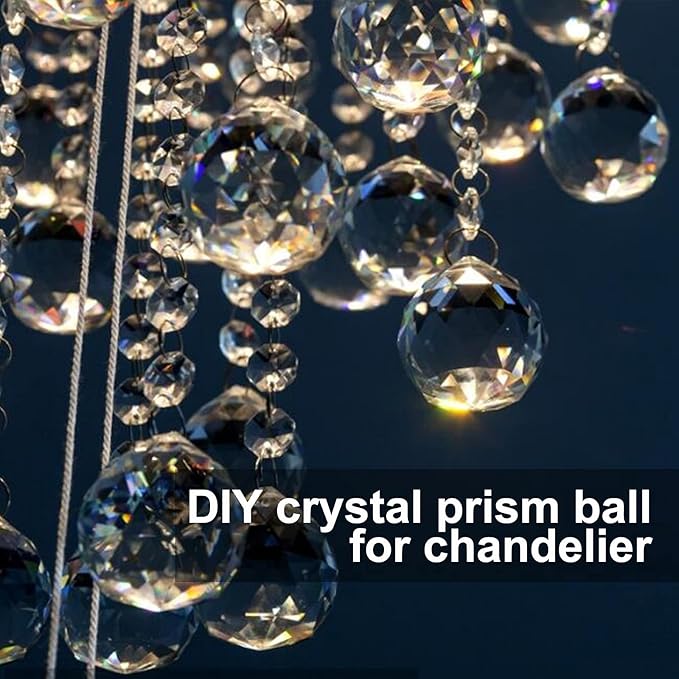MerryNine 48 Pcs 30mm Clear Crystal Ball Prism Sun Shine Catcher Rainbow Pendants Maker, Hanging Crystals Prisms for Windows, for Feng Shui, for Gift (30mm/1.18" 48pack, 48)