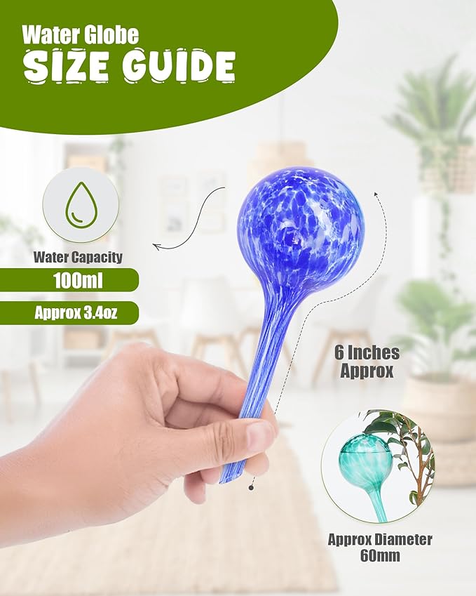 Iridescent Self Watering Globes, Glass Rainbow Plant Watering Globes, Self Watering Planter Insert, Automatic Plant Waterer Indoor (Small-6 Pcs Multi-Color, Small)