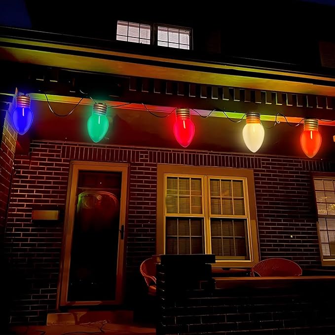 Jumbo Multicolor Christmas String Lights Outdoor, 16FT Large Christmas Hanging Lights with 10 5'' LED C9 Large Multicolor Bulbs, Hanging Christmas Decorations Outdoor Lights for Home Roof Yard Garden