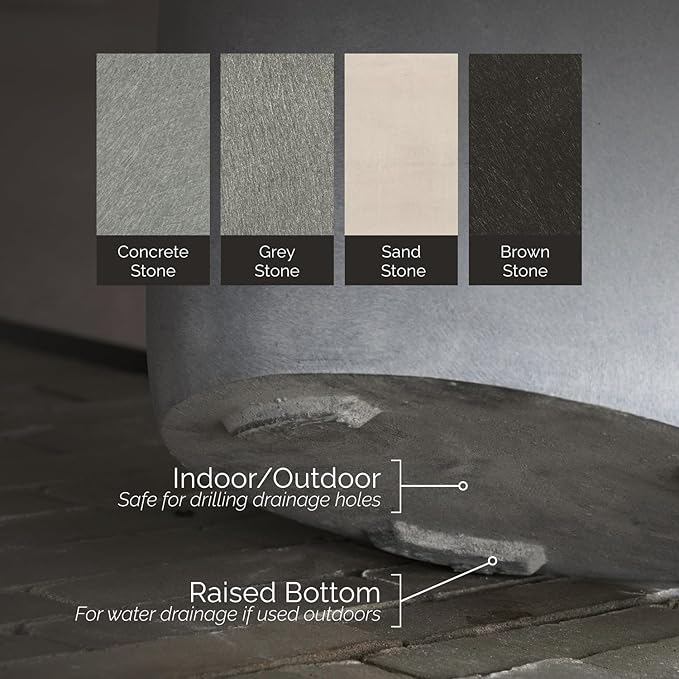 Reglito Cube Planter – Fiberglass Indoor/Outdoor and Weather-Resistant Large Planter (Grey Stone, 39.4" L x 39.4" W x 40" H)