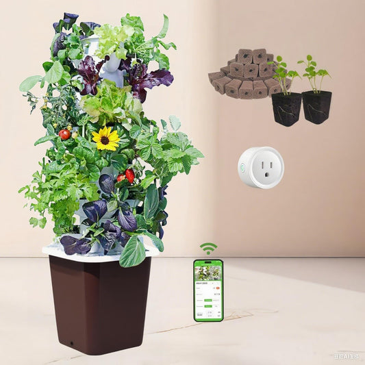Hydroponics Growing System kit, Vertical hydroponic Garden ，Outdoor Indoor hydroponics Growing System，Lettuce Grow Tower,Pump System, Auto Timer, 30 Pods,Gardening Gift