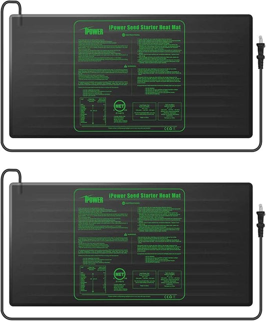 iPower 48" x 20" Waterproof Durable Seedling Heat Mat Warm Hydroponic Plant for Indoor Gardening Germination Starting, 2 Pack