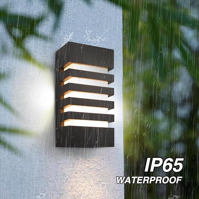 Outdoor Wall Light 12W LED Modern Wall Sconce Lamp Exterior Wall-Mounted Garden Corridor Porch Patio Light Waterproof LED Wall Light Fixture for Outdoor Lighting Warm White,Pack of 2