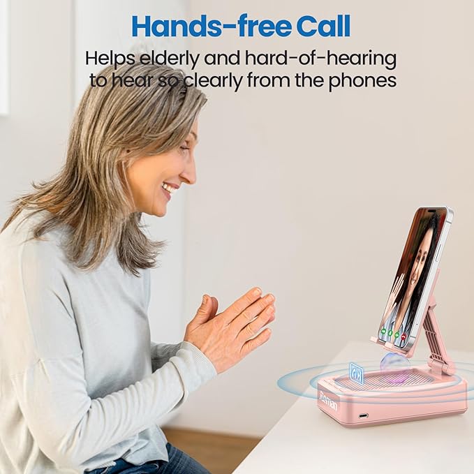 JTEMAN Portable Wireless Bluetooth Speakers with Phone Stand,Gifts for Women and Men,Birthday Christmas for Women Men,Kitchen Gadgets for Men,Compatible for iPhone/Samsung/Mini iPad - Pink