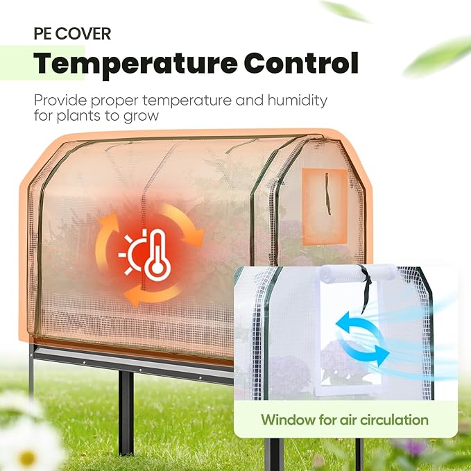 KING BIRD Large Raised Garden Bed with Cover Galvanized Elevated Planter Box with Legs 48×24×56 in for Backyard, Patio, Balcony, 400lb Capacity, Dark Grey