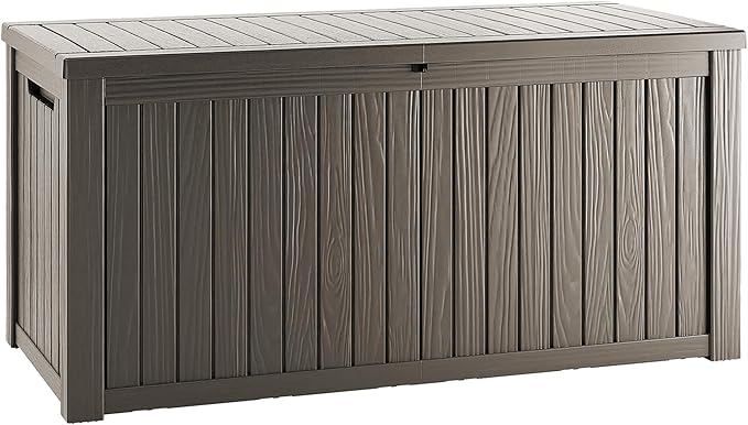 180 Gallon Outdoor Storage Deck Box - Large Waterproof Resin Bin for Delivery Boxes Outside, Lockable Storage for Patio/Pool Cushions & Tools, UV-Resistant, Granite Grey
