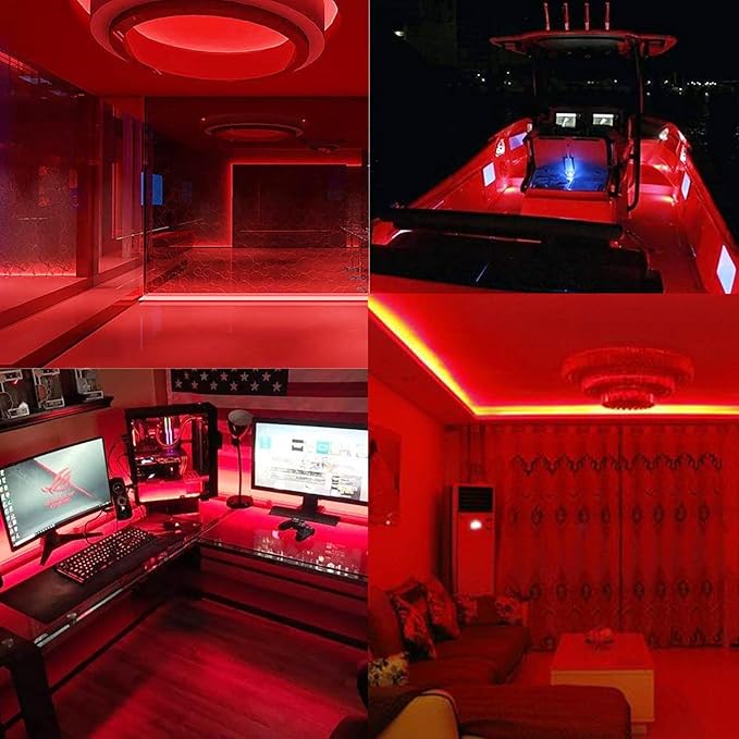 32.8ft(10M) DC 24V Red COB LED Strip Light IP65 Waterproof 3840LEDs Uniform Glow Dotless Flexible LED Tape Lights for DIY Garden Backyard Hallways Stairs Decoration(No Power Supply)