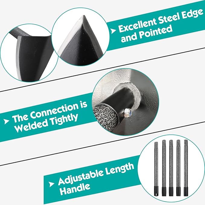 Hoe Garden Tool,Triangle Gardening Hoe with Sharp Blade for Digging,Weeding,Cutting and Loosing Soil,72 Inch Adjustable Length Metal Handle…