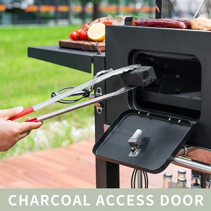 Kenadne Charcoal Grill Outdoor BBQ Grill, Extra Large Cooking Area 794 Square Inches with Two Individual & Adjustable Charcoal Tray, Foldable Side Tables for Outdoor Cooking grill Backyard