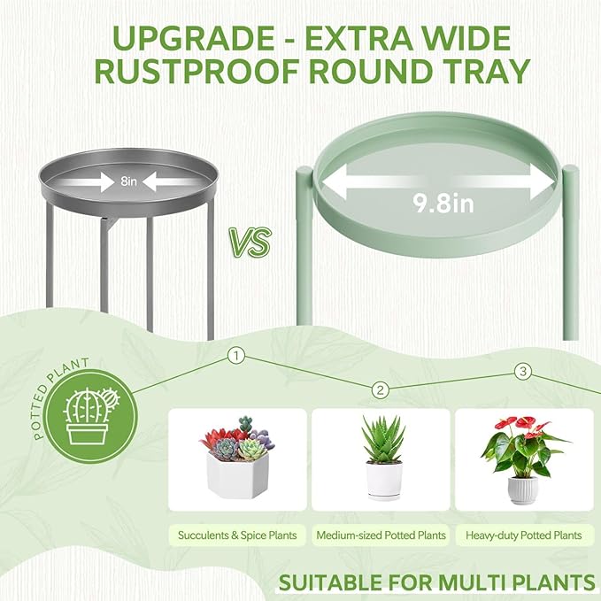 iDavosic.ly 6 Tier Large Plant Stand Indoor, 10 Inch Wide Tall Corner Metal Plant Stands Outdoor for Multiple Plants, Folding Tiered Flower Display Holder Rack Shelf, Light Green