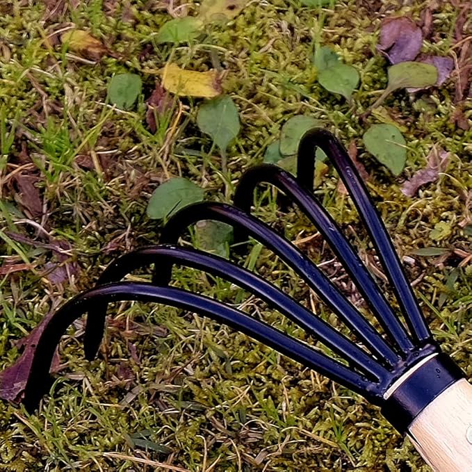 KAKURI Hand Cultivator Garden Tool 10", Handheld Rake for Weeding, Digging, Cultivating, Hand-Forged Japanese Steel, Made in Japan