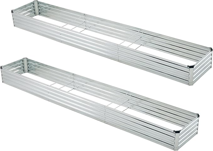 12x2x1ft(2 Pack) Galvanized Raised Garden Bed,Outdoor Planter Box Metal Patio Kit Planting Bed for Vegetables Flowers Herb,Silver