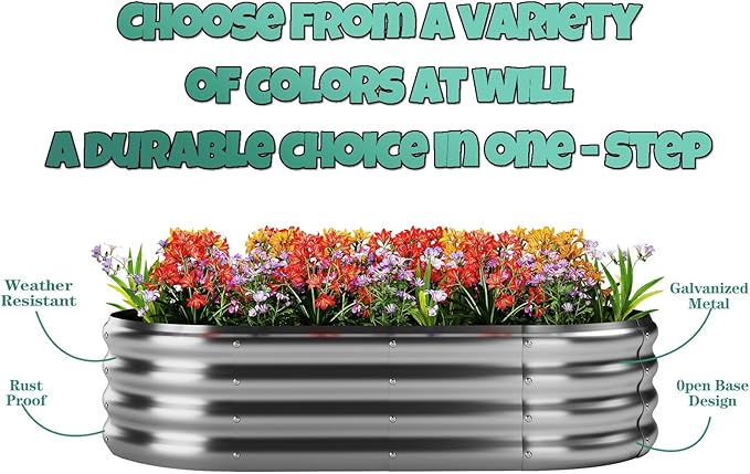 Galvanized Metal Planter Round Raised Garden Bed Kit for Gardening Outdoor，2x2x1ft Grow Garden Box Raised Flower Bed，Round Galvanized Planter Outdoor Metal Fire Pit Ring White