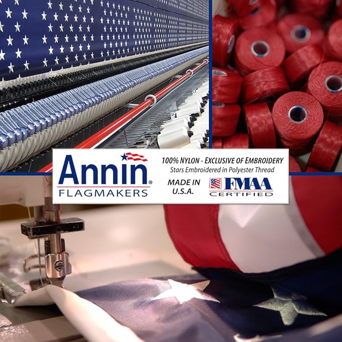 Annin Flagmakers (2360) SolarGuard Nyl-Glo American Flag, Made in USA, 12 x 18 Feet, Nylon