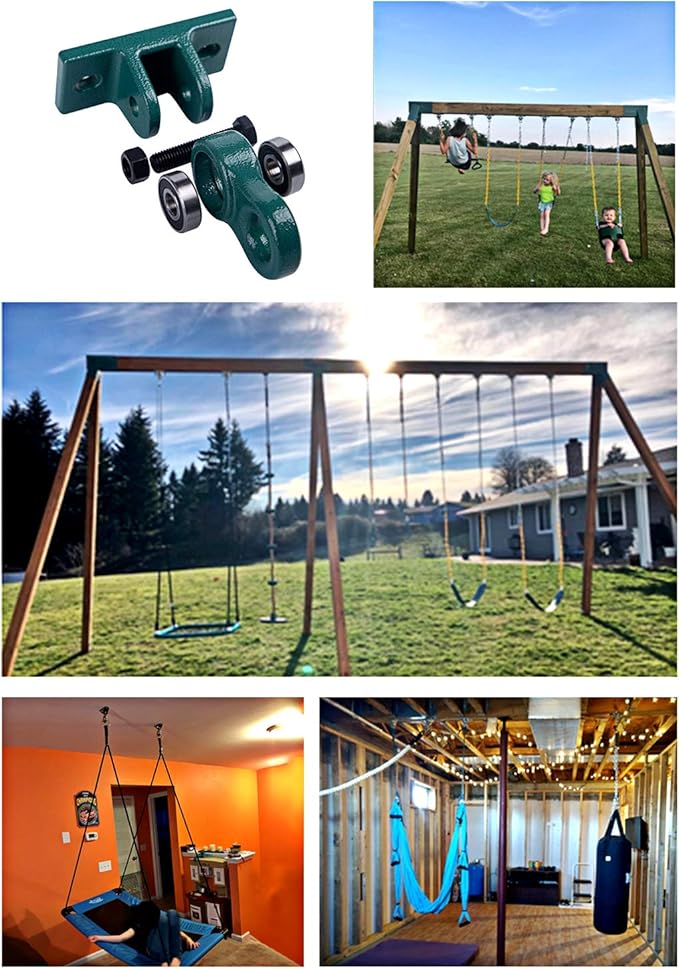 Heavy Duty Green Swing Hangers Screws Bolts Included Over 5000 lb Capacity Playground Porch Yoga Seat Trapeze Wooden Sets Indoor Outdoor 2 Pack