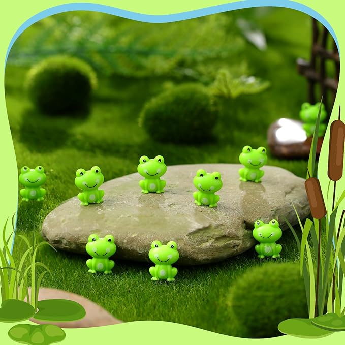 200 Pcs Mini Frog Garden Decor Green Frog Figurines Tiny Frogs Bulk Plastic Frogs Little Frogs for Fairy Moss Landscape DIY Craft Accessories Home Ornament Dollhouse(Luminous Style)