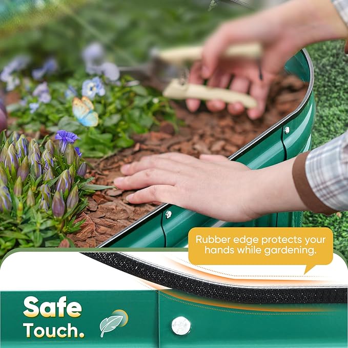 KING BIRD Raised Garden Bed Kit 2025 Upgraded Modular DIY Galvanized Planter Garden Box Outdoor for Gardening, Vegetables, Flowers, Elegant Roman Column Design, 94x24x24 in, Dark Green