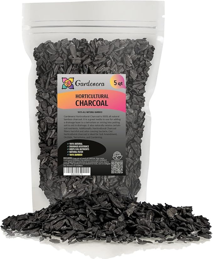 Horticultural Charcoal for Indoor Plants [5-Quart Bag] Black Diamond Soil Amendment for Orchids, Terrariums, and Gardening