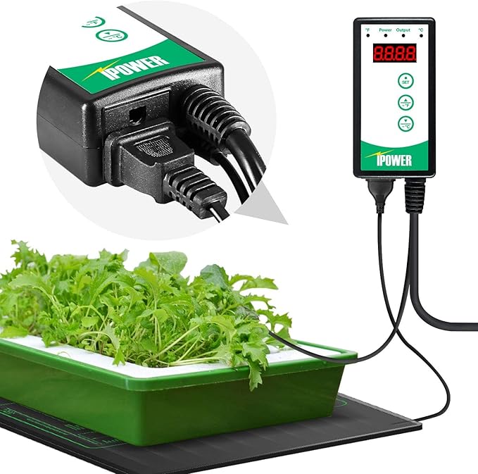 iPower Seedling Heat Mat Heating Pad 10"x20" with Digital Thermostat Combo Set, Waterproof for Indoor Seed Starting and Plant Germination