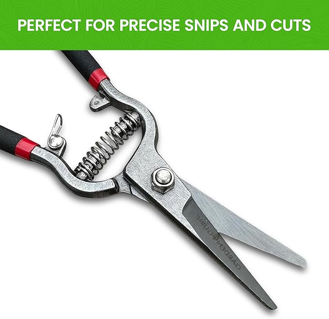 GARDEN GURU Classic Bypass Pruning Shears Clippers – Heavy Duty Forged Steel Garden Pruners – Safety Lock – Non Slip Comfort Grips – Cuts up to 1” Diameter – Professional Bypass Pruners for Gardening