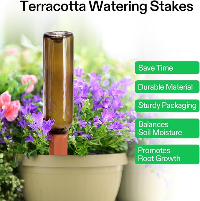 VIVOSUN 6-Pack Self-Watering Spikes, Hexagonal Terracotta Watering Stakes, Auto-Water Device, Planter Insert for Indoor & Outdoor Potted Plants