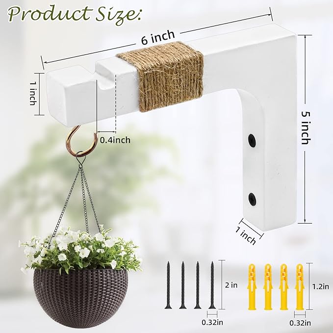 2 Pack Plant Hanger Hooks for Indoor Hanging Plants, Hanging Planters for Indoor Plants Farmhouse Wooden Hanging Basket Wall Hooks for Outdoor Flower Pots Lanterns Wind Chime Lights Garden Decoration