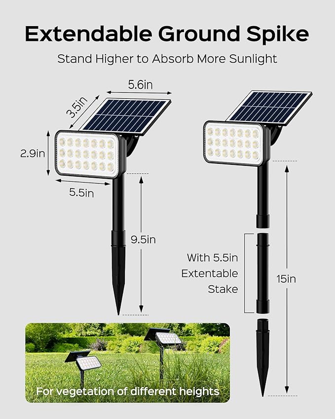 JACKYLED Solar Lights Outdoor Waterproof, 84 LED 5 Lighting Modes Solar Spotlights, 360 Adjustable Head & Panel, Solar Powered Garden Yard Spot Lights for Outside Landscape Lighting, 8 Pack