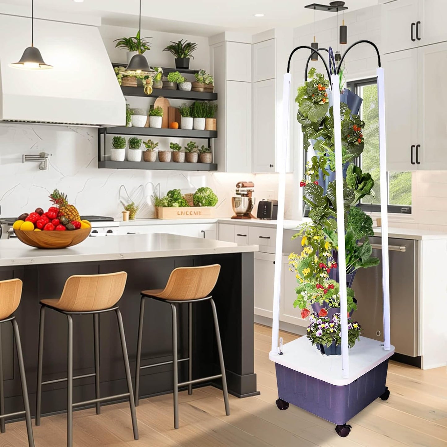 Hydroponic Growing System with Grow Lights, Indoor Gardening System, Grow Plant Food at Home with 40 Pieces at a time for Fruits, Vegetables, Herbs, and Miniature Greens (No Seedlings Included)