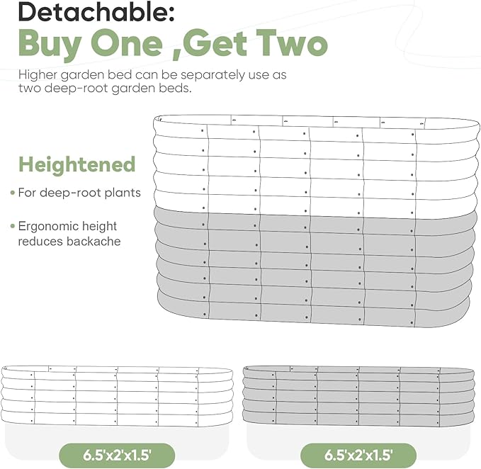 KING BIRD Raised Garden Bed 2.85 ft Tall 9 in 1 Galvanized Planter Garden Box Outdoor for Gardening, Deep Root Vegetables, Flowers 78.7X23.6X34.2 in, Light Green